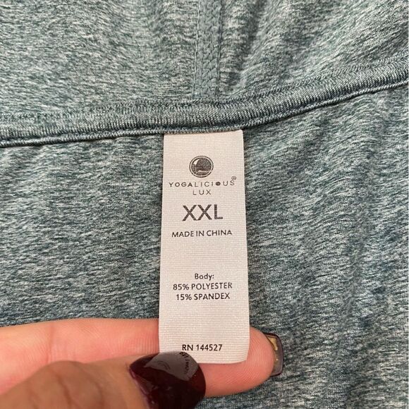 Yogalicious Lux Brand Sage Green Full Zipper Hoodie Sweatshirt XXL - Picture 7 of 12